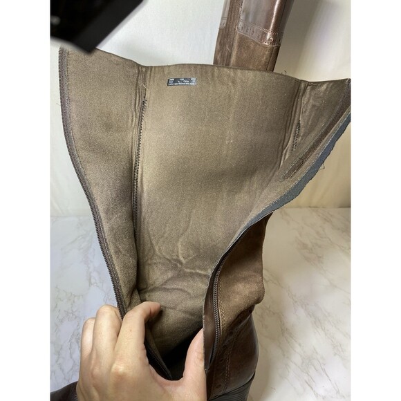 CLARKS DREAM REGAL Brown 37629 LONG BOOTS WOMENS 8.5M LEATHER ZIP SIDE SUEDE - Picture 7 of 10